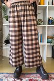 Nora Brushed Cotton Gingham Kick Pant Coffee Bean